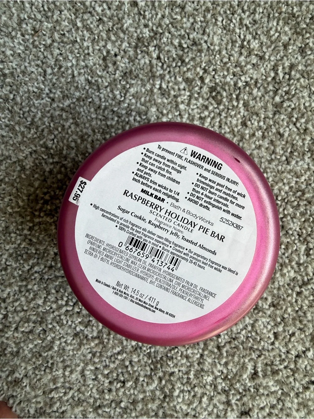 NEW Bath and Body Works x Milk Raspberry Holiday Pie Bar 3 wick candle